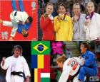 Πόντιουμ τζούντο γυναικών - 48 kg, Sarah Menezes (Βραζιλία), Alina Dumitru (Ρουμανία), Charline Van Snick (Βέλγιο) και Eva Csernoviczki (Ουγγαρία) - Λονδίνο 2012 -